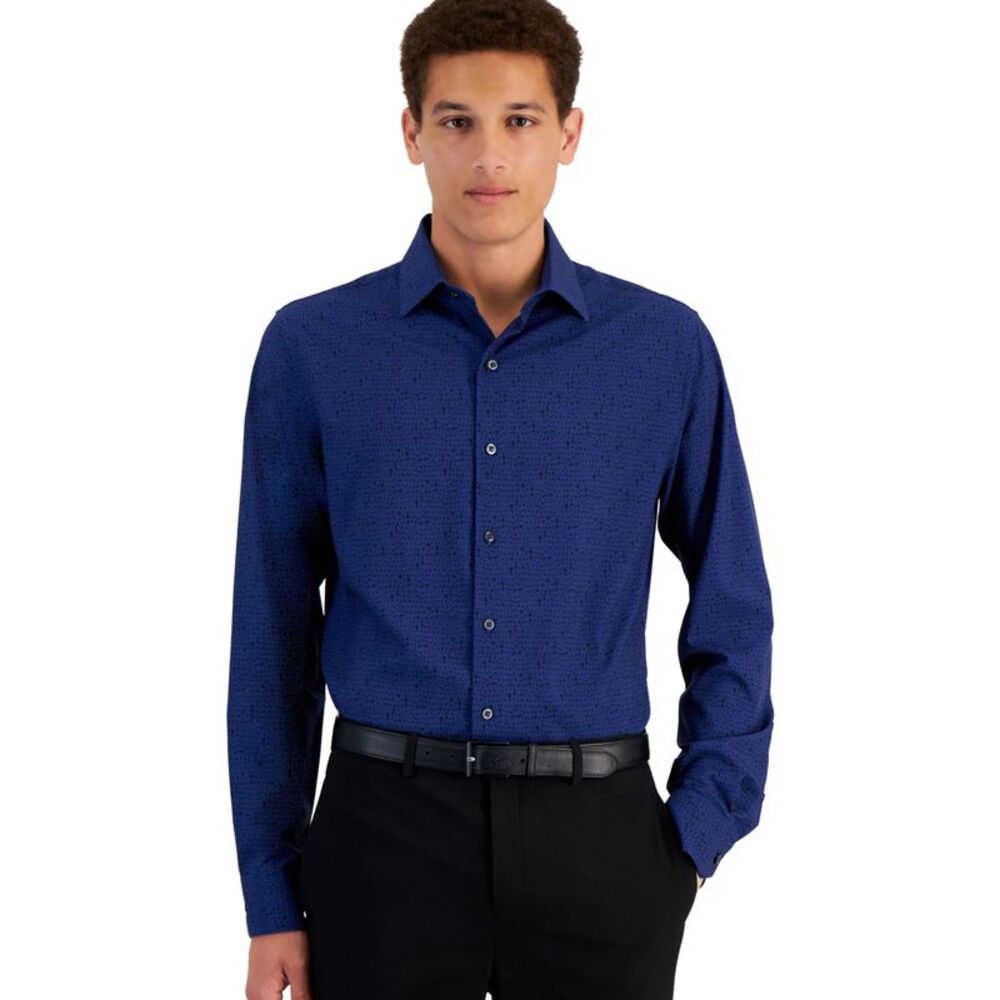 Alfani Mens Dot-Print Button Down Dress Shirt, NWT